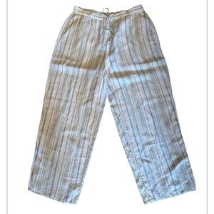 Kate Hill Striped Linen Pants NWOT